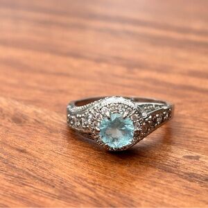 Vintage Blue Gemstone Ring Sterling Silver